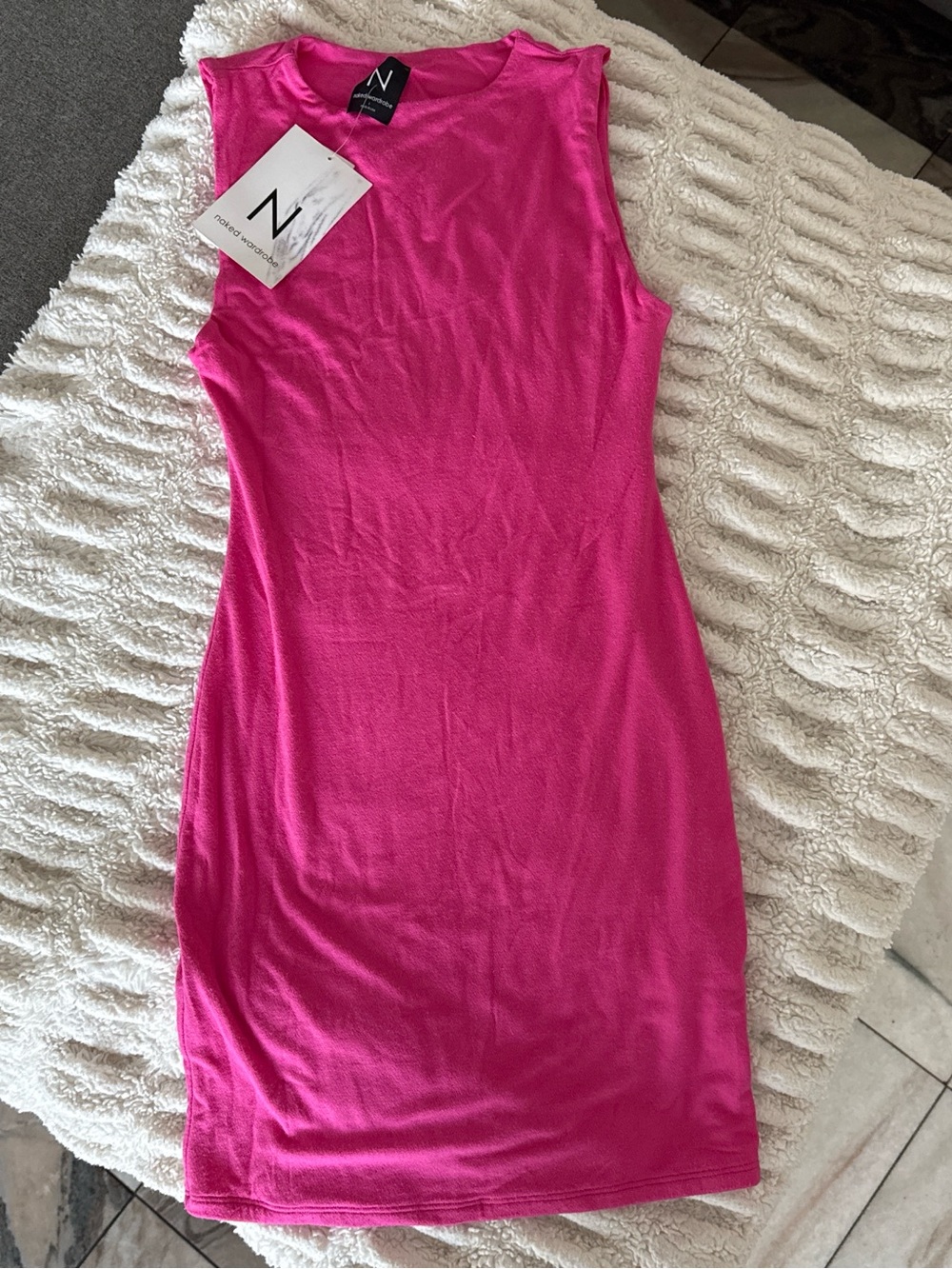 naked wardrobe Hot Pink Sleeveless Mini Bodycon Dress